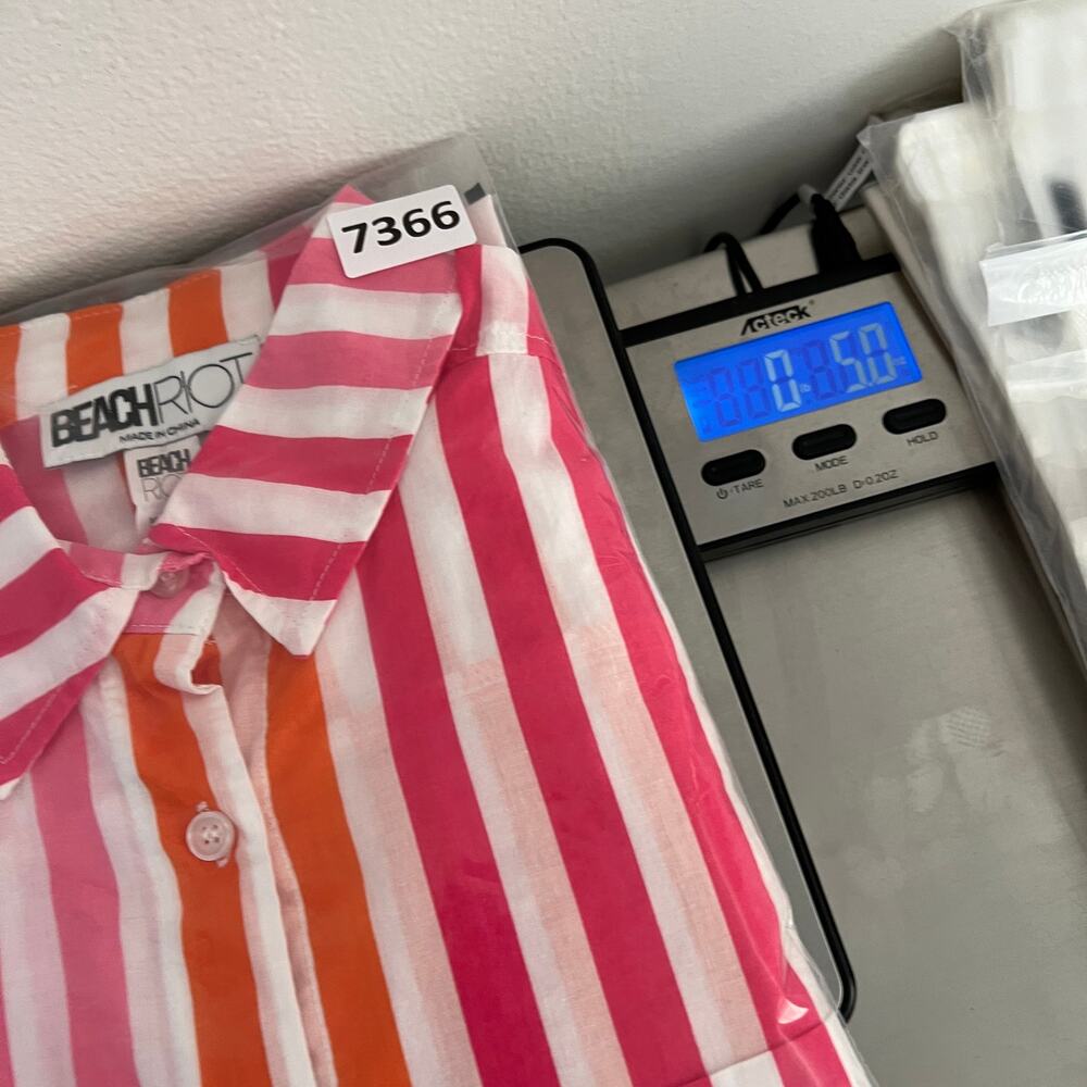 BEACH RIOT Alexa Sunset Stripes Button Down Shirt Womens Small Medium Pink White - Picture 13 of 13